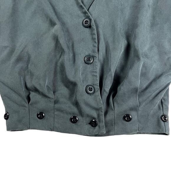 Vetta V-Neck Tencel Teal Dolman Short Sleeve Crop Top Shirt Size 2 - Picture 7 of 10